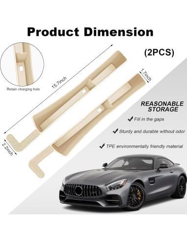 Relleno de Espacio entre Asientos de Coche KVAEY Beige 2PCS