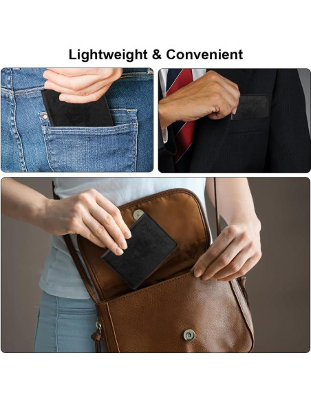 Portapasaportes de Cuero Negro para Hombre con Ranura para Vacuna Portapasaportes de Cuero Negro para Hombre con Ranura para Vacuna