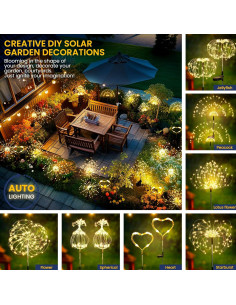 Luces de Jardín Solares GIGALUMI 120 LEDs 2 Pack Blanco Cálido 2