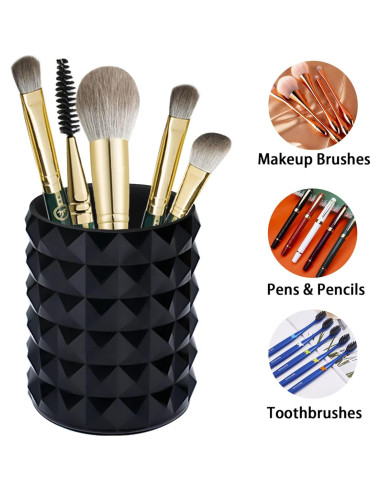 Organizador de Brochas de Maquillaje Funtygy Acrílico Negro 8cm