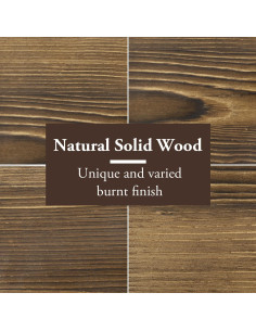 Juego de 2 Cestas de Alambre MyGift con Base de Madera Quemada 2