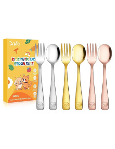 Set de Cubiertos para Niños DRKIO - 6 Piezas de Acero Inoxidable