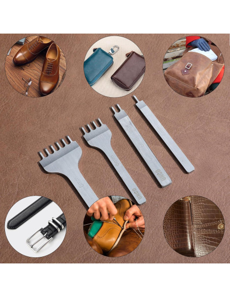 Kit de Herramientas de Costura de Cuero UNCO - 4 Piezas 3 mm Kit de Herramientas de Costura de Cuero UNCO - 4 Piezas 3 mm