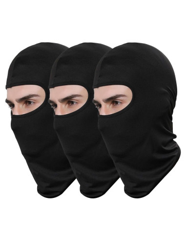 Paquete de 3 Pasamontañas Unisex Negro para Aire Libre