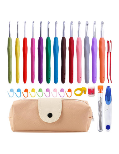 Set de Ganchillos Ergonómicos Mayboos 38 Piezas con Estuche