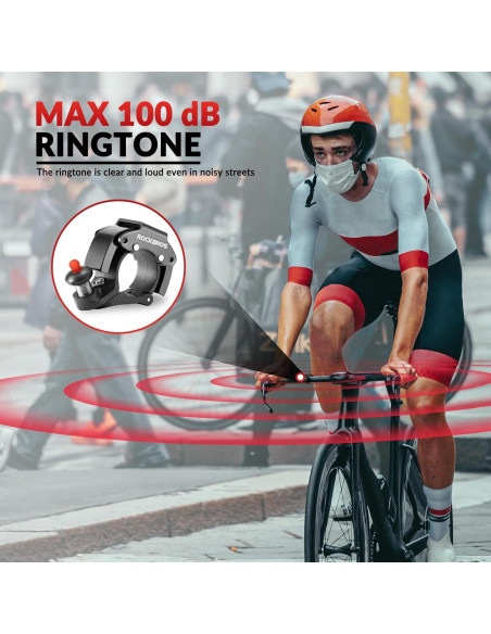Campana de Bicicleta ROCKBROS Oculta 100dB Manillar 22.2mm Campana de Bicicleta ROCKBROS Oculta 100dB Manillar 22.2mm