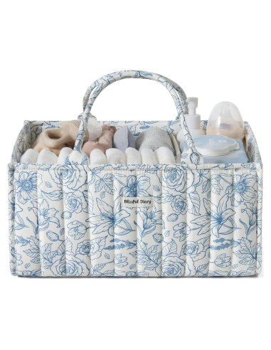 Caddy de Pañales Blissful Diary Floral Azul 25.4x38.1cm