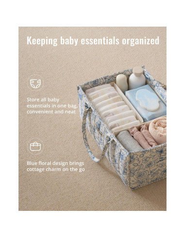 Caddy de Pañales Blissful Diary Floral Azul 25.4x38.1cm