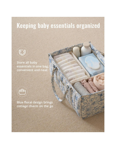 Caddy de Pañales Blissful Diary Floral Azul 25.4x38.1cm Caddy de Pañales Blissful Diary Floral Azul 25.4x38.1cm