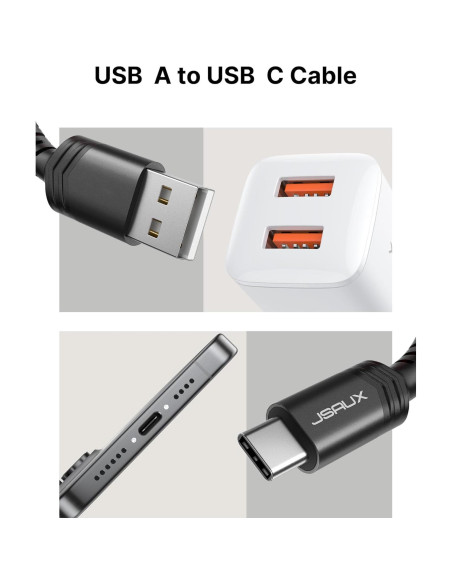 JSAUX Cable USB C 4-Pack 1m 2m 3m Carga Rápida Negro JSAUX Cable USB C 4-Pack 1m 2m 3m Carga Rápida Negro
