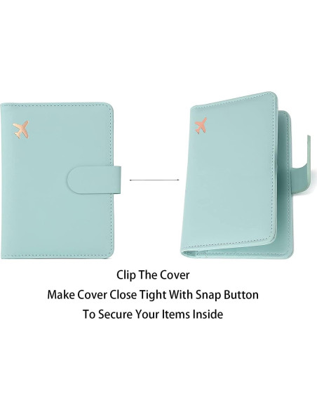 Funda de Pasaporte Melsbrinna Cuero Premium RFID Verde Aqua Funda de Pasaporte Melsbrinna Cuero Premium RFID Verde Aqua