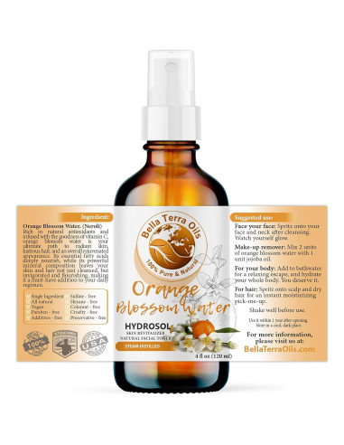 Agua de Neroli Orgánica Bella Terra 118ml - Hidrosol Refrescante