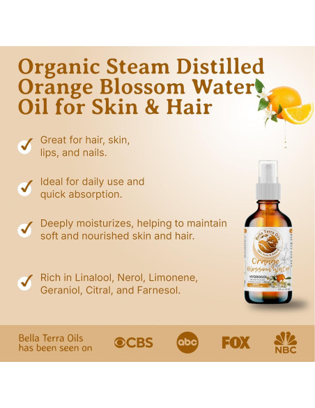 Agua de Neroli Orgánica Bella Terra 118ml - Hidrosol Refrescante Agua de Neroli Orgánica Bella Terra 118ml - Hidrosol Refrescante