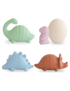 Set de Juguetes de Baño Mushie Dino - Silicona 100% Segura