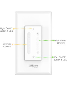 Interruptor Regulador Inteligente GHome SW19-1 para Ventilador de Techo 2