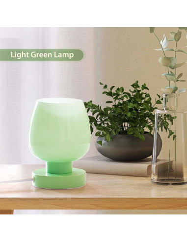 Lámpara de Mesa Táctil Onewish Verde con Carga USB 15x15 cm