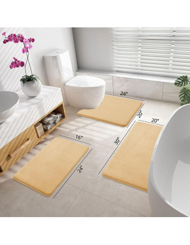 Alfombra de Baño Smiry 61x41 cm Beige Antideslizante