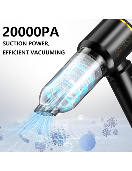Aspiradora de Mano HRYCF 20000PA Portátil Recargable Negra Aspiradora de Mano HRYCF 20000PA Portátil Recargable Negra