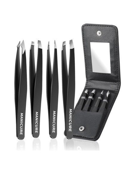 Conjunto de Pinzas de Precisión Plys para Cejas 4 Pcs Conjunto de Pinzas de Precisión Plys para Cejas 4 Pcs