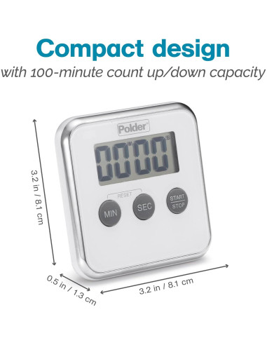 Temporizador Digital de Cocina Polder TMR-606-90 Blanco