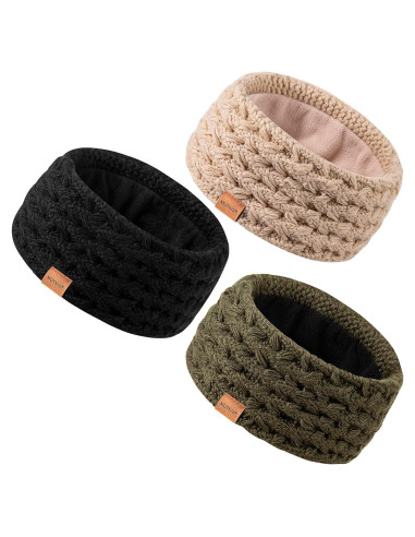 Diademas de Invierno para Mujeres 3 Piezas Forradas Polar