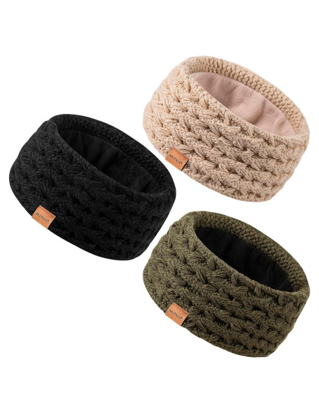 Diademas de Invierno para Mujeres 3 Piezas Forradas Polar Diademas de Invierno para Mujeres 3 Piezas Forradas Polar
