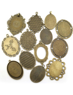10 Bandejas Colgantes Youdiyla 30x40mm Bronce Antiguo para Joyería 2