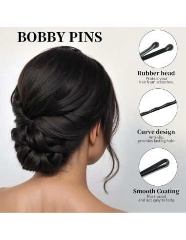 Kit de Clips para el Cabello YGDZ 750 PCS Negro y Gomas Transparentes