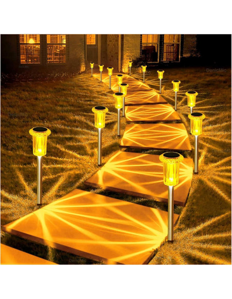 Luces Solares Naranjas DenicMic 10 LED para Jardín Exterior Luces Solares Naranjas DenicMic 10 LED para Jardín Exterior