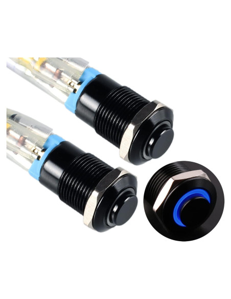 Interruptor de Botón de Presión DMWD 12mm Azul 12V-24V 2pcs Interruptor de Botón de Presión DMWD 12mm Azul 12V-24V 2pcs