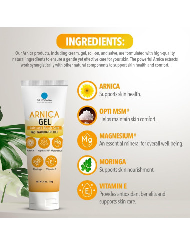 Gel de Árnica Dr. Robaina 113.4 g - Sin fragancia, rápido absorbente