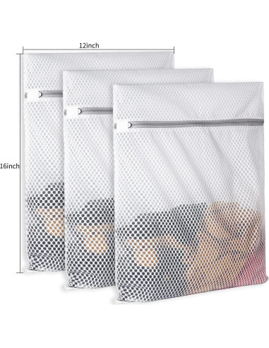 Juego de 3 Bolsas de Lavandería Malla SUERIV 30x40cm Duraderas