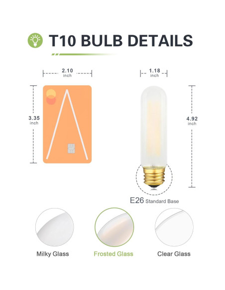 Bombilla LED T10 Regulable 4W E26 2700K Cálido - Paquete de 4