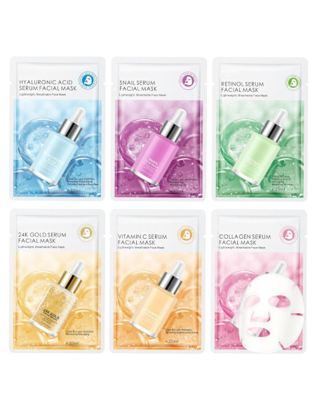 Paquete de 6 Mascarillas Faciales GUOYAOLIFU Hidratantes Paquete de 6 Mascarillas Faciales GUOYAOLIFU Hidratantes