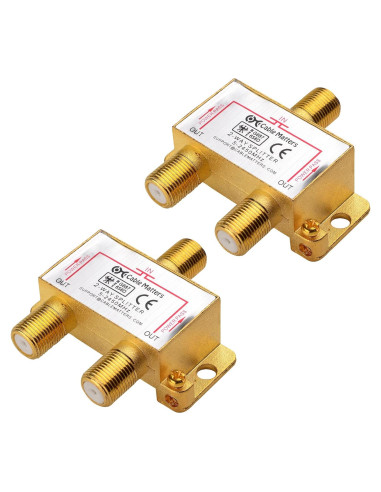 Divisor Coaxial 2 Vías Cable Matters - Chapado en Oro - Paquete de 2