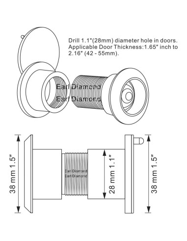 Mirador de Puerta Earl Diamond Latón Macizo 220 Bronce Envejecido