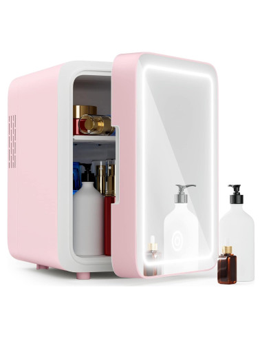 Mini Refrigerador Easy-Take BX01 4L con Espejo LED Rosa