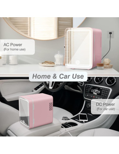 Mini Refrigerador Easy-Take BX01 4L con Espejo LED Rosa
