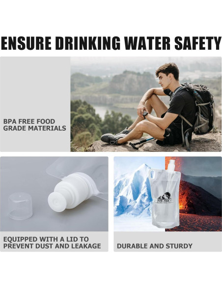 Botellas de Agua Plegables Ancable 1L Pack 4 Piezas Sin BPA Botellas de Agua Plegables Ancable 1L Pack 4 Piezas Sin BPA