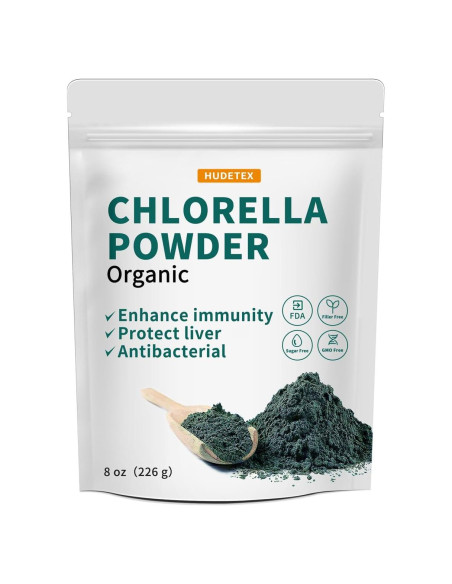 Polvo de Chlorella Natural HUDETEX 226.8 g - Vegano, Rico en Proteínas Polvo de Chlorella Natural HUDETEX 226.8 g - Vegano, Rico en Proteínas