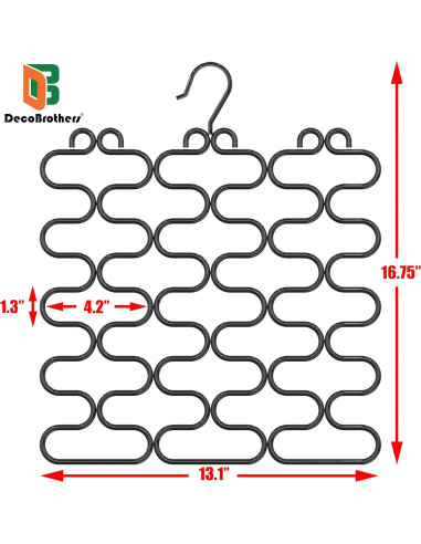 Perchero de Bufandas DecoBros 23 Bucles Metal Negro 42.5x33.4cm