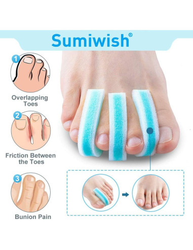 Separadores de Dedos de Espuma Sumiwish - Paquete de 10 Azul