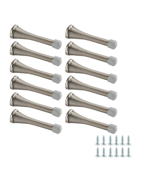 Tope de puerta de resorte Amazon Basics, níquel cepillado, 12 unidades Tope de puerta de resorte Amazon Basics, níquel cepillado, 12 unidades