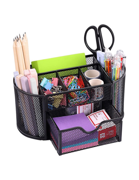 Organizador de Escritorio EOOUT de Metal Negro con 8 Compartimentos Organizador de Escritorio EOOUT de Metal Negro con 8 Compartimentos