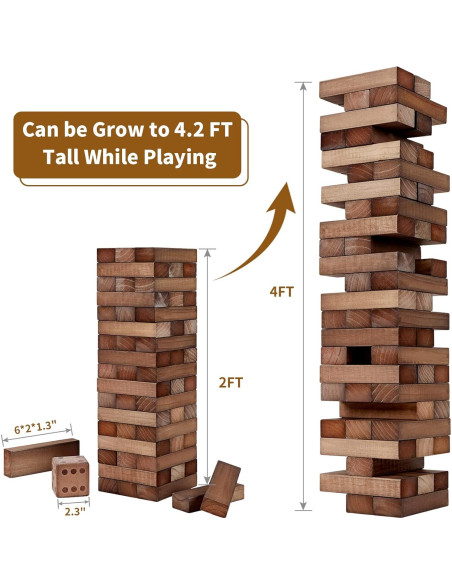 Juego de Torre de Caída Gigante ApudArmis 54 PCS Madera 128 cm Juego de Torre de Caída Gigante ApudArmis 54 PCS Madera 128 cm