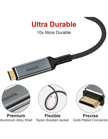 Cable Mini DisplayPort a Mini HDMI 4K 0.91m Answin Cable Mini DisplayPort a Mini HDMI 4K 0.91m Answin