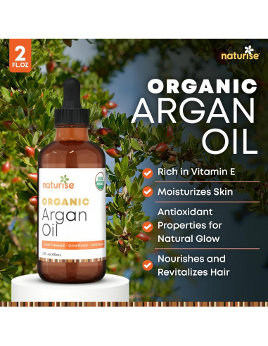 Aceite de Argán Orgánico Naturise 59 ml - Hidratante Piel y Cabello