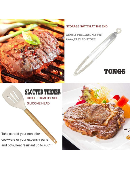 Juego de Utensilios de Cocina BESTZMWK 35 PZS Silicona y Madera Juego de Utensilios de Cocina BESTZMWK 35 PZS Silicona y Madera