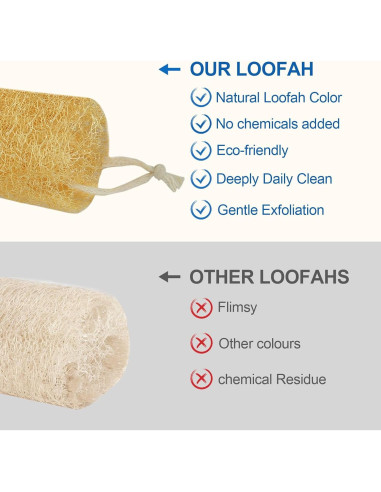 Esponjas de Lufa Natural AhaTopia 15 cm - 4 Paquetes Exfoliantes