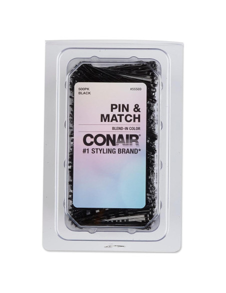Horquillas para el Cabello Conair 500 Piezas Color Negro Horquillas para el Cabello Conair 500 Piezas Color Negro
